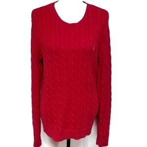 VINTAGE 90s Ralph Lauren Blue Label Red Corded Sweater XL